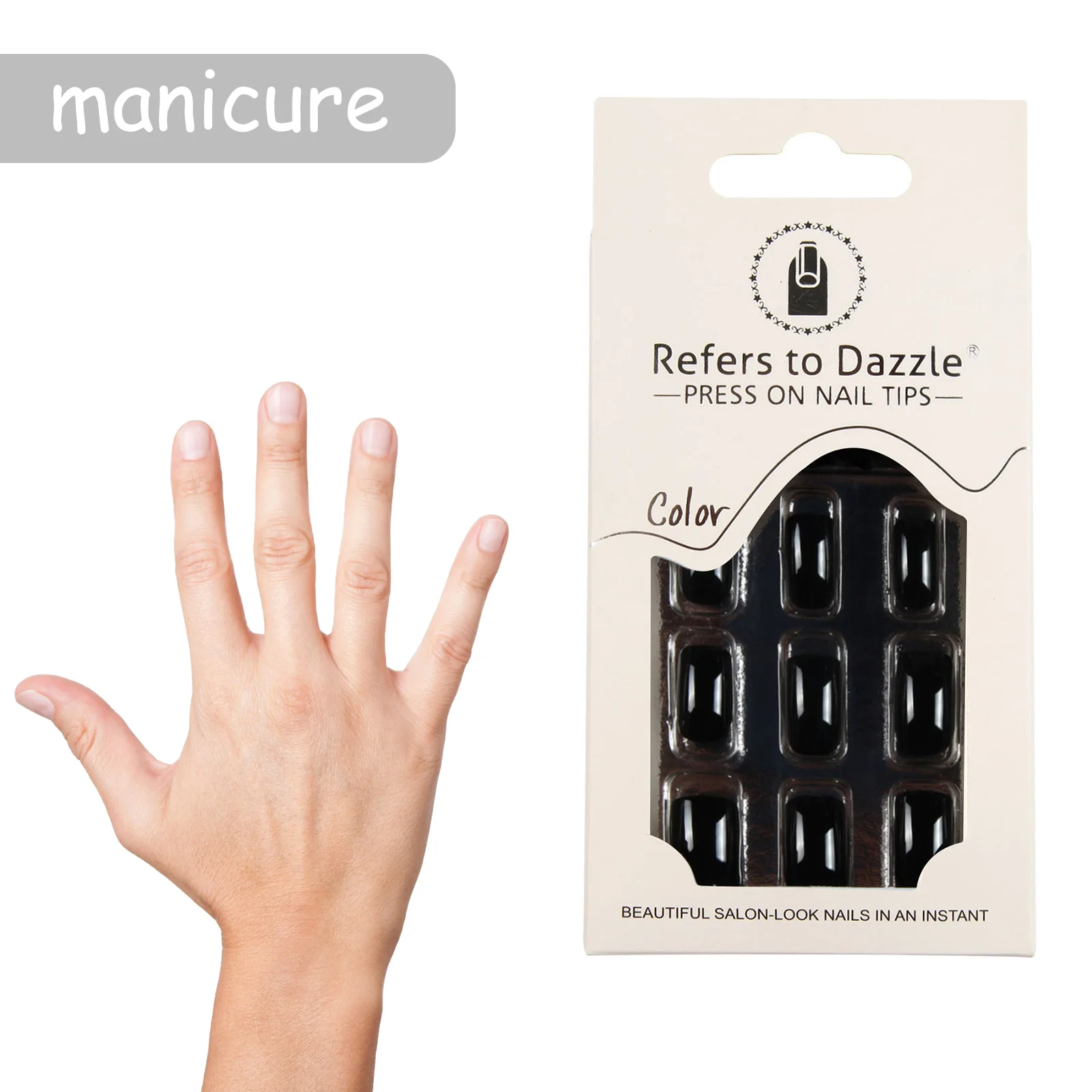 Faux ongles rectangulaires pour femmes, facile à presser, design de bricolage élégant, manucure artificielle, document solide, N64.N64.Women