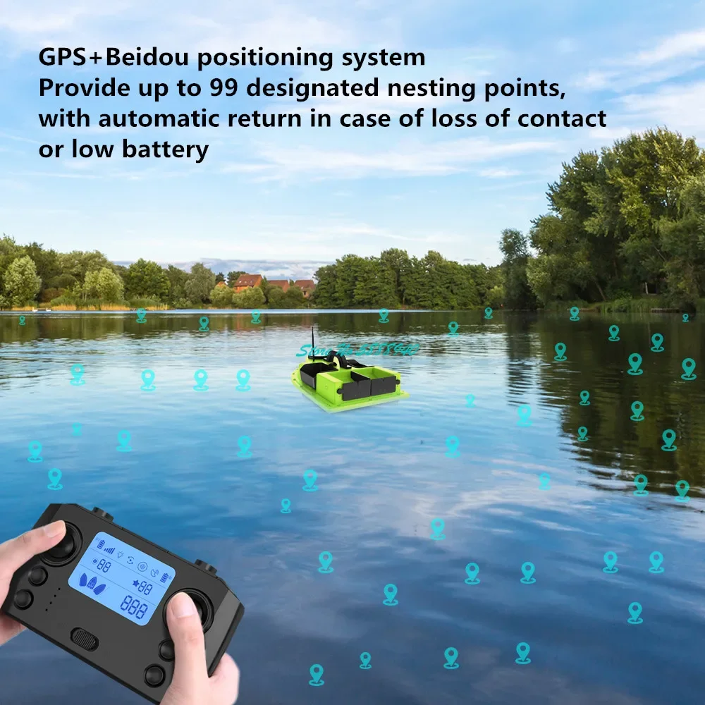 600M Independant 4Bin RC Fishing Bait Boat 54CM Large 99GPS Point Return Fixed Speed Cruise Whole Shine Remote Control Bait Boat