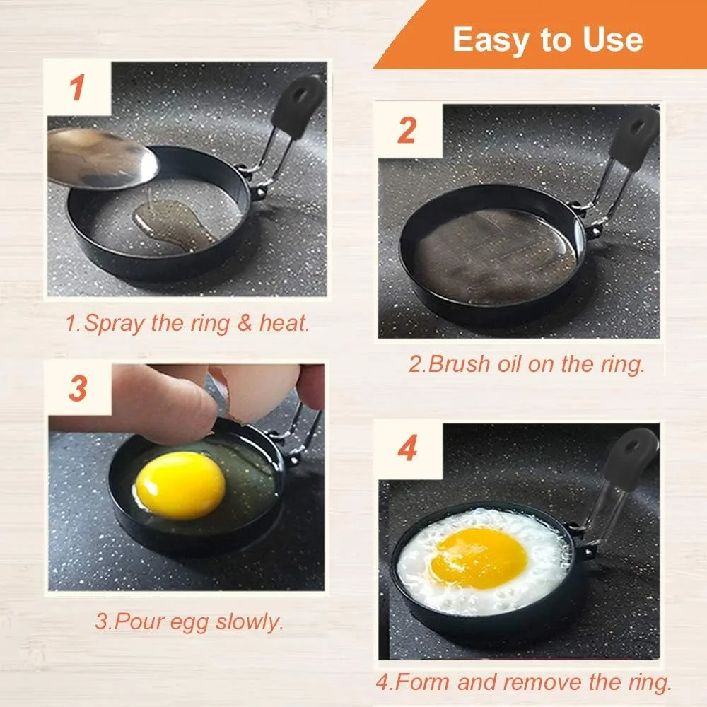 Anti-scald Egg Fried Ring Professional Stainless Steel Nonstick Round Pancake Mold Cooking Egg Mould Breakfast Sandwich Tools