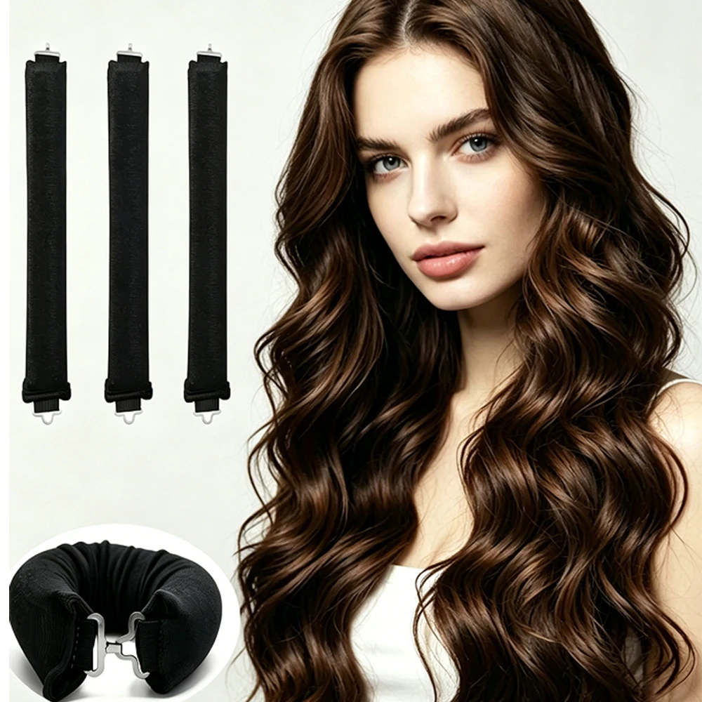 Heatless Hair Curling Rod Headband No Heat Soft Flexi Rollers Lazy Curls with Hook Sleeping Hair Styling Tool for Natural Look