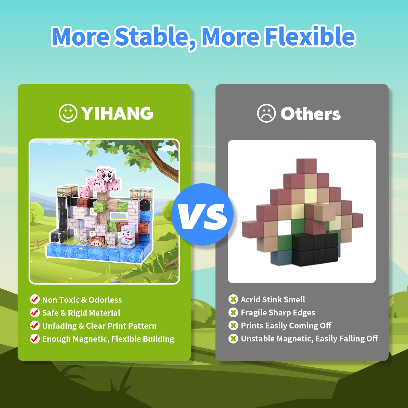 Bloques de construcción magnéticos personalizados de 100 piezas 205. Colores vibrantes, edificio gratuito, mejora las habilidades STEM y juegan. Regalo festivo perfecto.