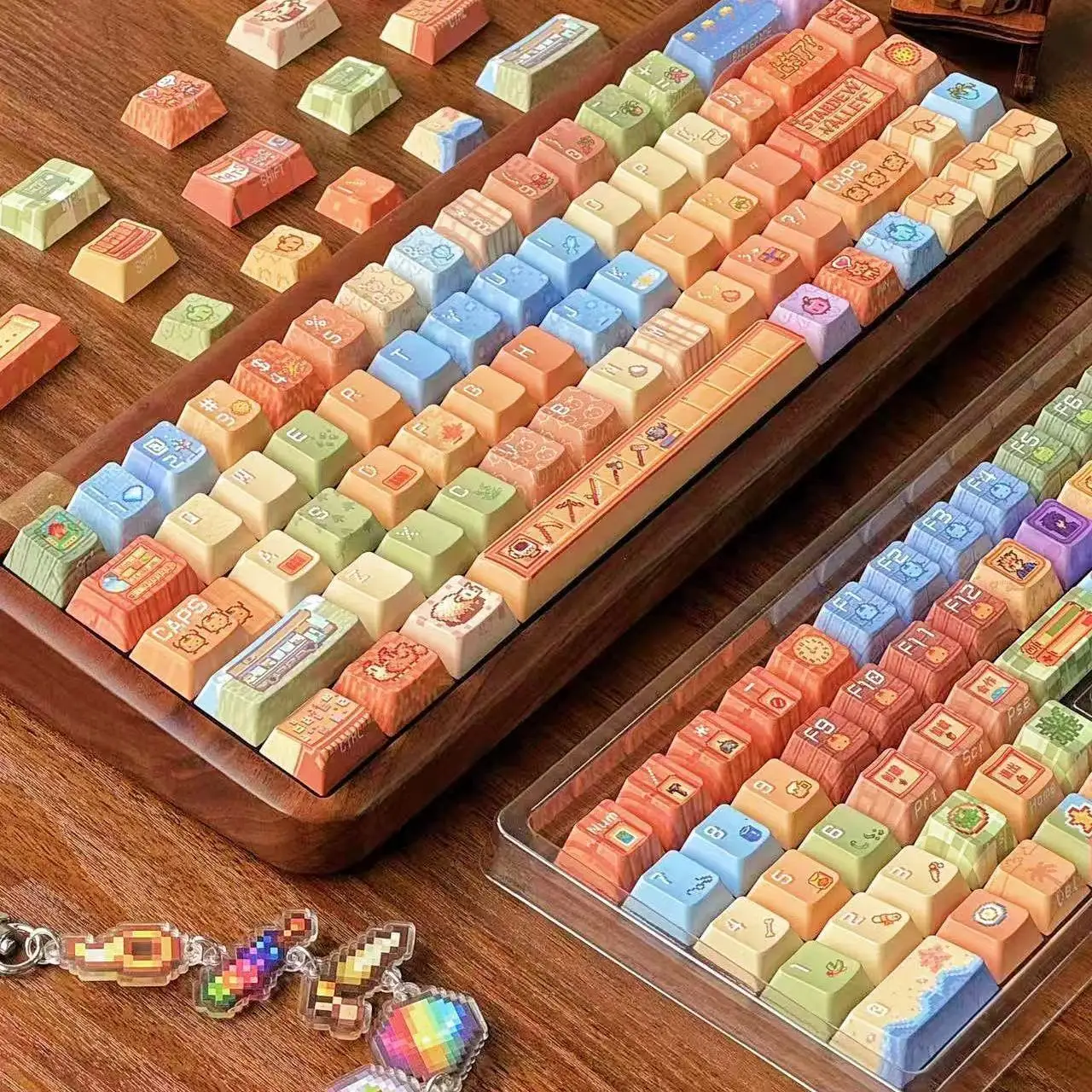 

136-клавишная тема Stardew Valley, колпачки для клавиш Chreey PBT, пятисторонняя Dye-Sub, высококачественные индивидуальные креативные механические колпачки для клавиш
