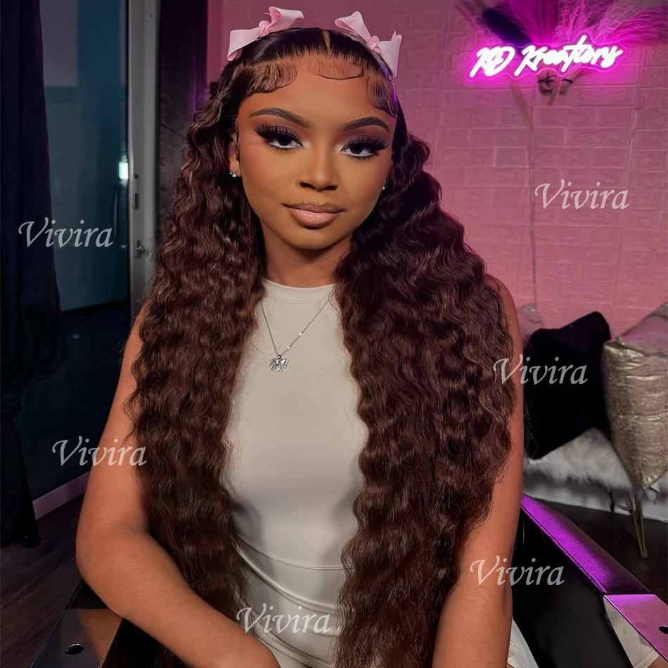 

13X6 Шоколадно-коричневые вьющиеся парики фронта шнурка Цветные парики из 100% человеческих волос Предварительно выщипанные бразильские волосы 13X4 Hd Парик фронтальной части шнурка