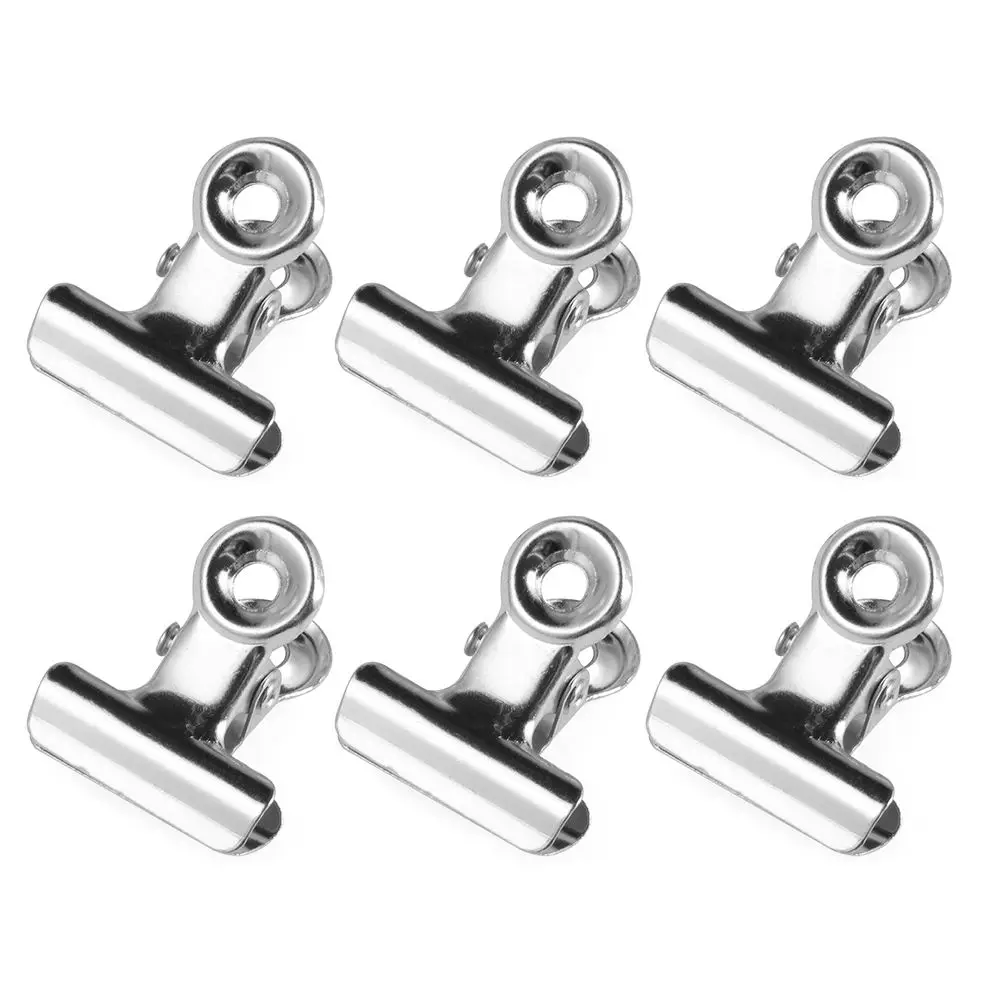 6PCS Calendar School Office Stainless Steel Food Sealing File Clamps Bag Clips Binder Clip