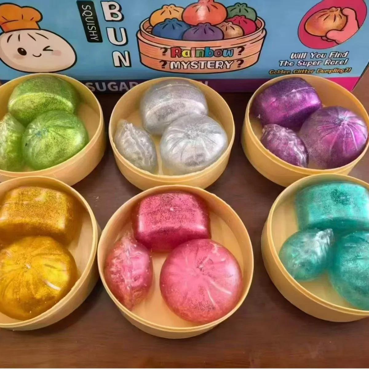 

3Pcs Dumpling Squishy Set: Maltose Texture Slow Rebound Stress Ball with Steamer, Aesthetic Taba Mystery Box, Office Relief Toy