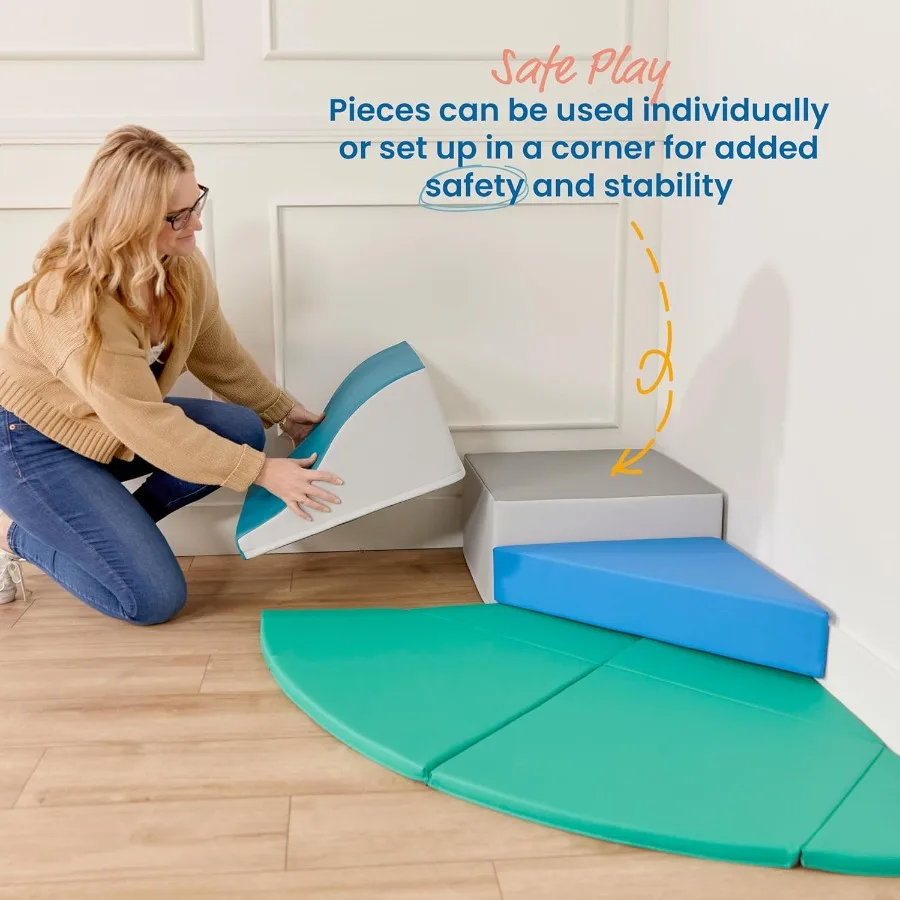 SoftZone Adventurer's Summit Slide, Corner Climber, Contemporary, 4-Piece