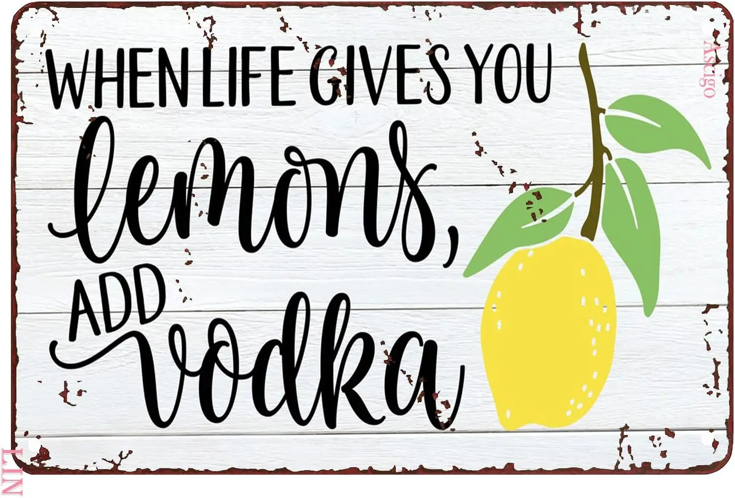 Lemon Sign Decor When Life Gives You Lemons Add Vodka Printed Tin Signs Vintage Funny Signs Unique Home Decorations Cute Wall De