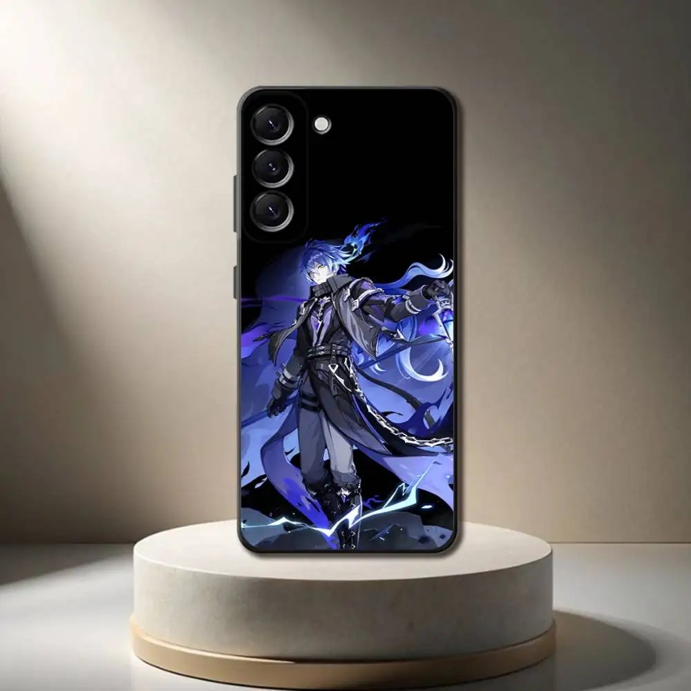 原神インパクト F-Flins 電話ケース サムスンギャラクシー A 73、72、51、53、52、71、22、5G、ノート、J7、8、9 ソフトブラックカバー