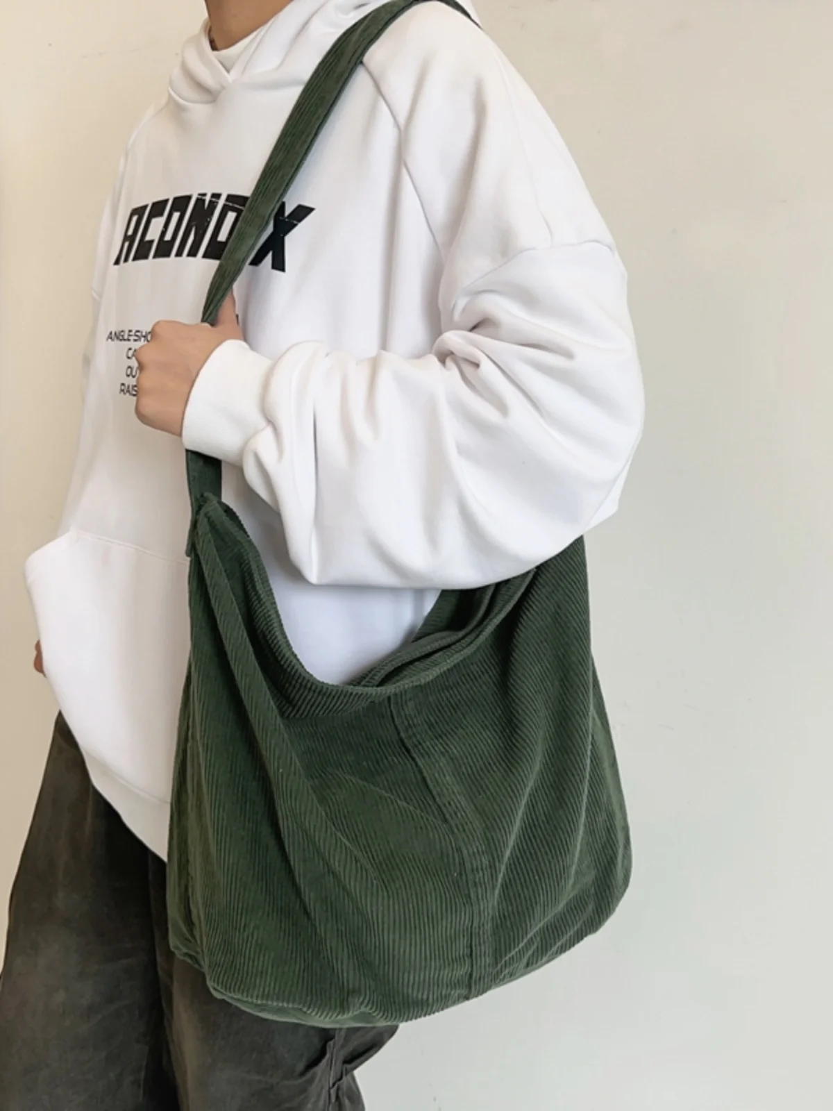 Laid-back Style Corduroy Crossbody Bag Large Capacity Casual Retro Single Shoulder Bag Korean Artistic Forest System Bag