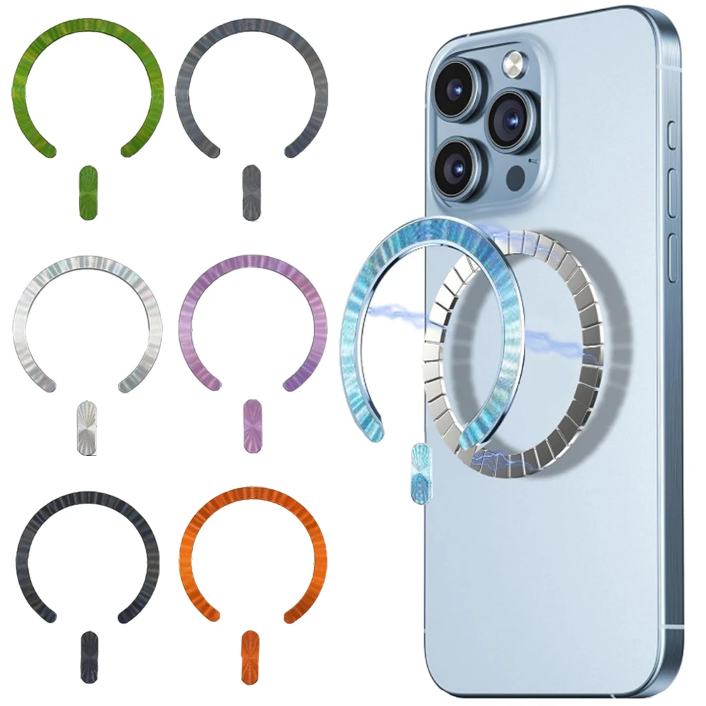 

Сильное магнитное металлическое кольцо для IPhone 17/16/15 Magsafe, беспроводное зарядное устройство, автомобильный держатель для телефона, круглая магнитная нашивка для IPhone