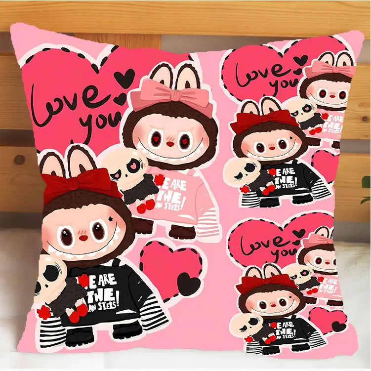 LABUBU Pillow Cover Cute Cartoon Creative Bedroom Dormitory Best Match with Birthday Gift two sides printed and same pattern 1PC