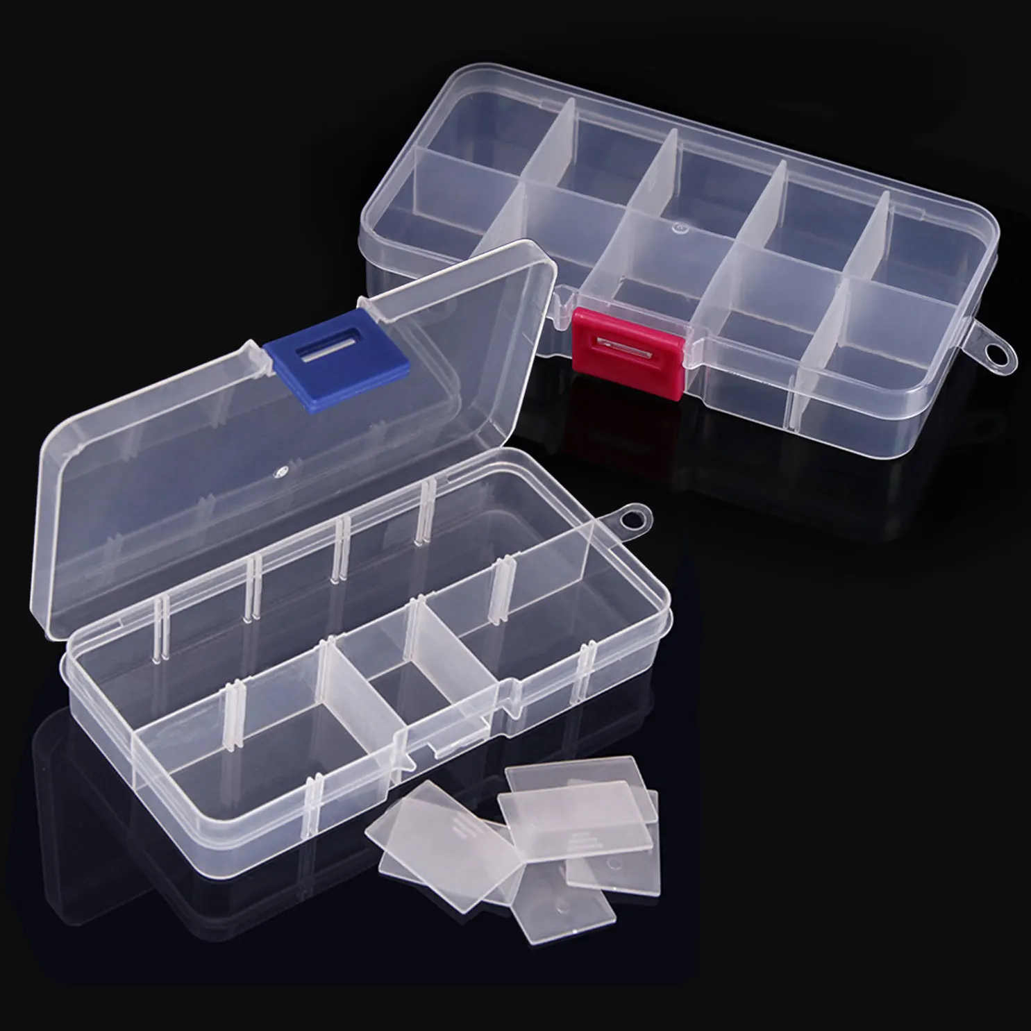 10 Grids Plastic Storage Box Adjustable Space Clear Jewelry Case for Bead Pills DIY Component Tool Organizer Nail Art Tip Case