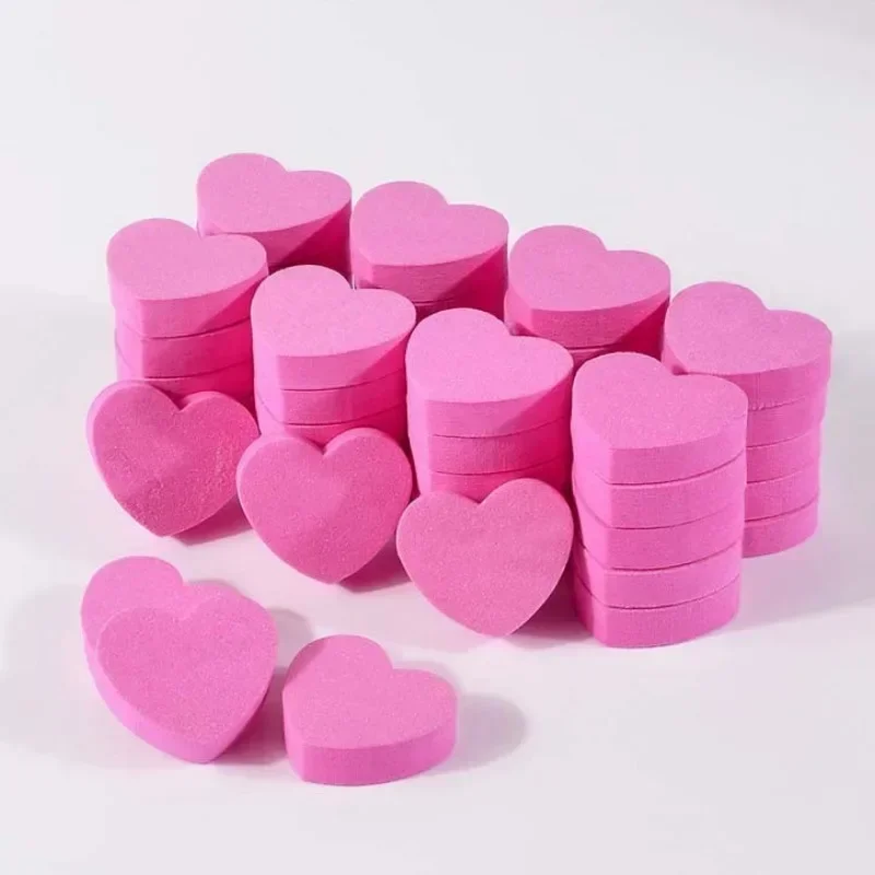 10pcs Heart Sponge Nail Files Blocks 180/240 Double-sided Polishing Sanding Buffer Washable Sandpaper Manicure Tools