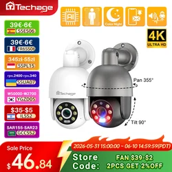 Techage 4K POE Telecamera di sicurezza Telecamera esterna PTZ Monitoraggio mobile Monitoraggio automatico Kit di sorveglianza per rilevamento umano