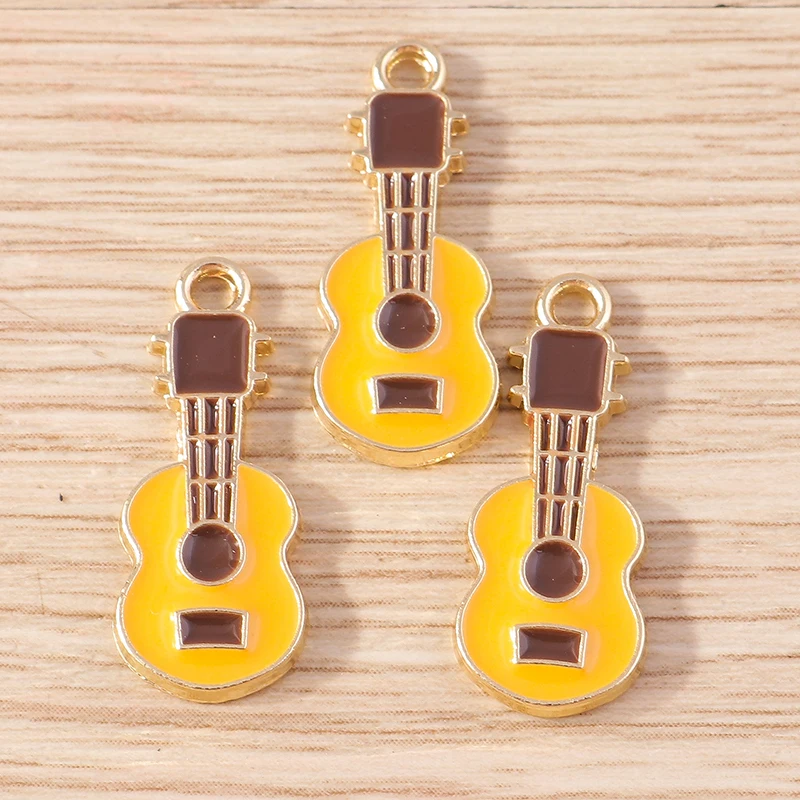 Tusember 10pcs Cute Violin Enamel Music Guitar Charms for Jewelry Making DIY Musical Earrings Pendant Necklace Bracelet Crafts