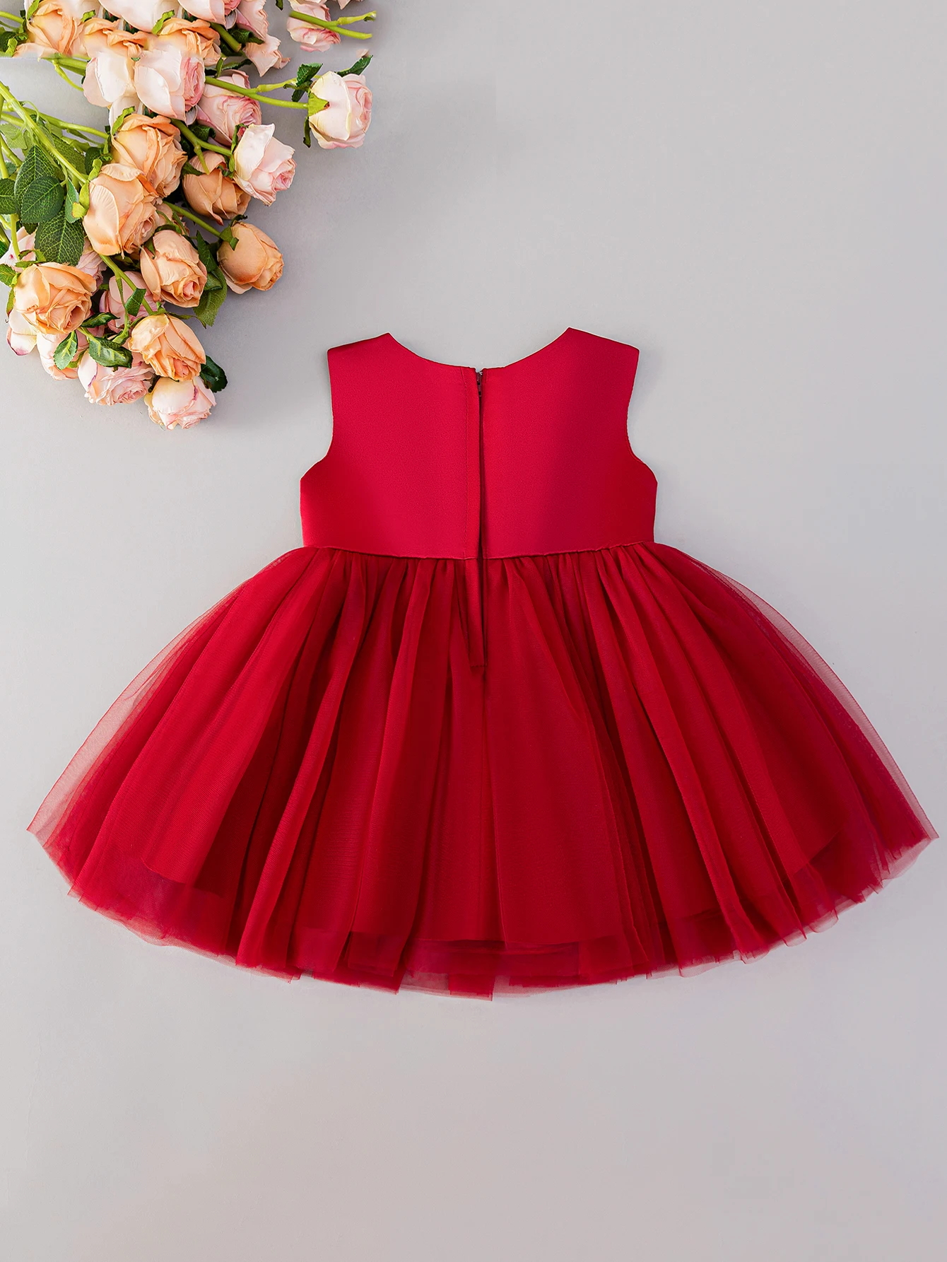 Wine Red Puffy Skirt for Baby Girls aged 0-2 Years Birthday Party Wedding Christmas Dress