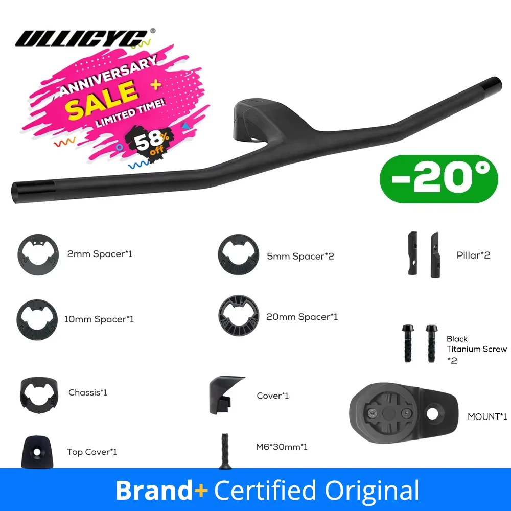 

ULLICYC FRASER IC SL WC For Sparks Frame -20° 70/80/90/100mm Full Carbon Integrated MTB Cockpit Handlebar Titanium Screws