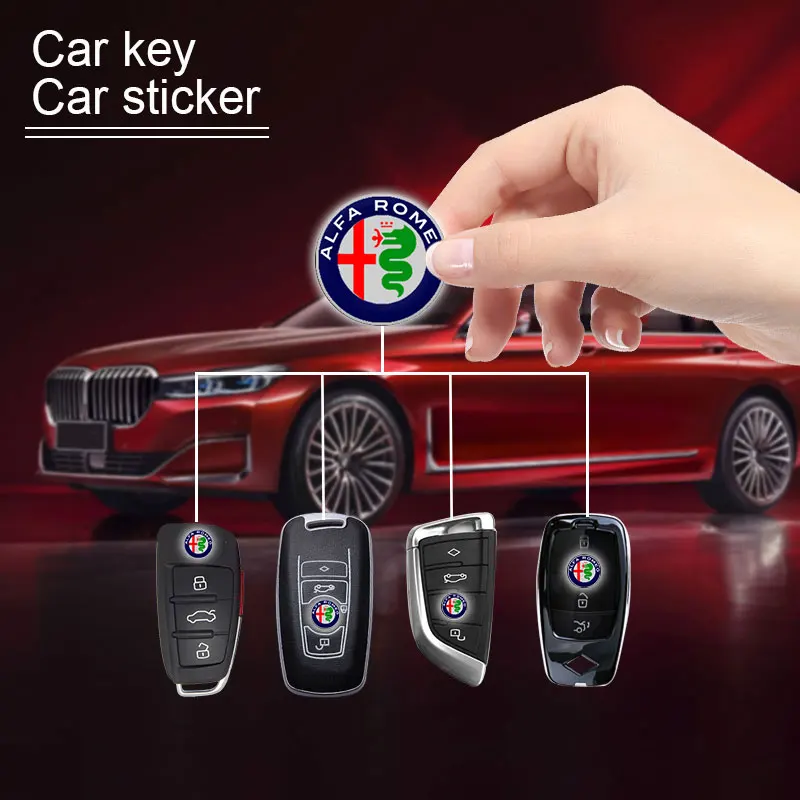

14 мм наклейки с эмблемой ключа автомобиля, логотип ключа авто управления, аксессуары для Alfa Romeo 147 159 156 Giulietta Giulia Mito Alpha Nheadrest