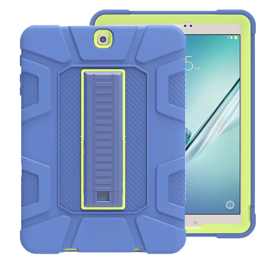 Fashion Silicon Shockproof Armor Case for Samsung Galaxy Tab S2 9.7 SM T810 T815 T813 T819 Cover With Skin Shell case+Film+Pen