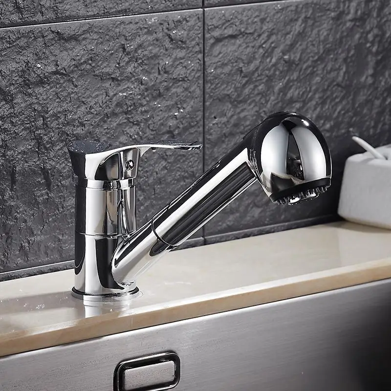 Bathroom Faucets Single Handle Pull Out Bathroom Tap Two modes Multifunctional 360 Degree Water Mixer Tap Mixer Tap