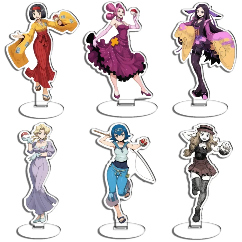 Letrero Decorativo de Acrílico Reciclado para Fans del Anime Pokémon: Erika, Fantina, Marnie, Selene, Regalo para Fanáticos del Juego, Adorno de Escritorio