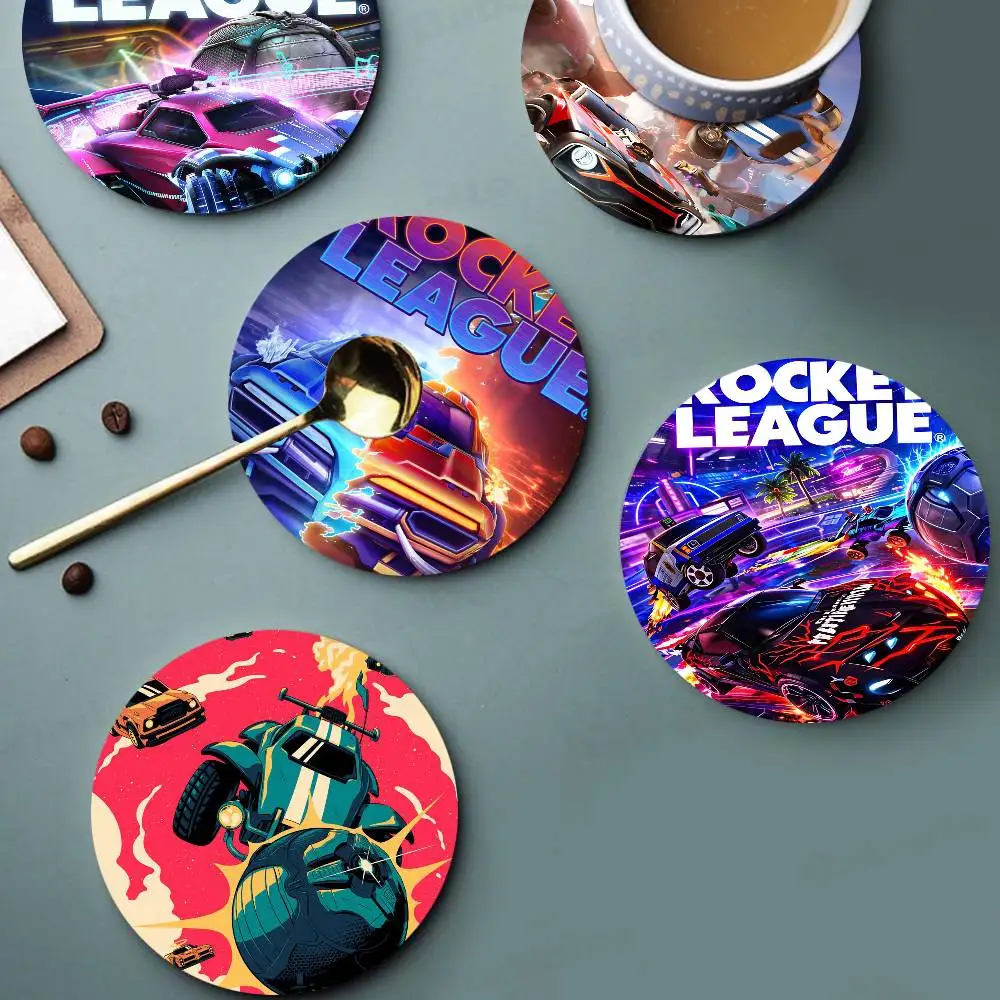 Game R-Rocket League Coasters Suitable for daily family gathering decoration, kitchen, anti-slip wooden coasters