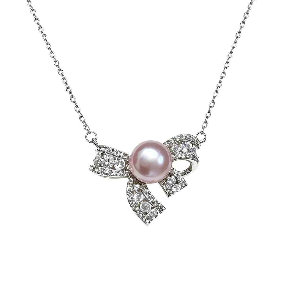 Hochzeitsanhänger aus 925er Silber mit Naturperle für Damen, eleganter Süßwasserperlen-Anhänger, Schmuck, Geschenk für Ehefrau, Mutter, Jahrestag, Weiß, Schwarz – Detail 3