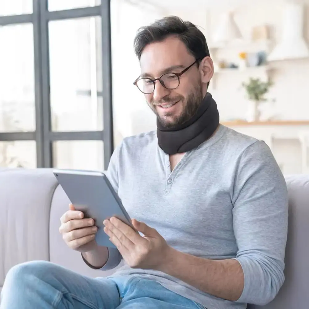 Подушка-воротник, дышащий шейный бандаж, сплошной цвет, мягкий фиксирующий пояс для шеи, регулируемый носилки для здоровья шеи, сна