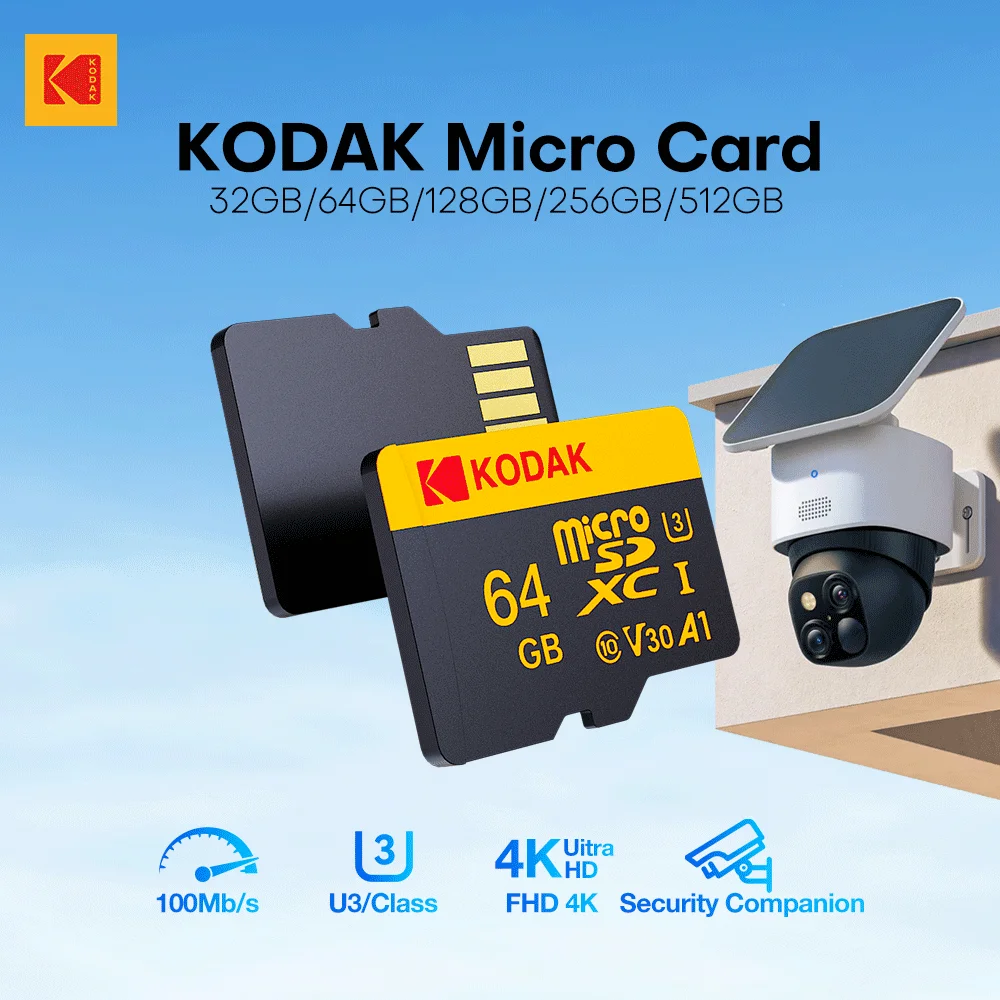 Kodak-マイクロSDメモリカード,クラス10,高速,32GB,64GB,128GB,256GB,u3, 4k, tf, mecard c10