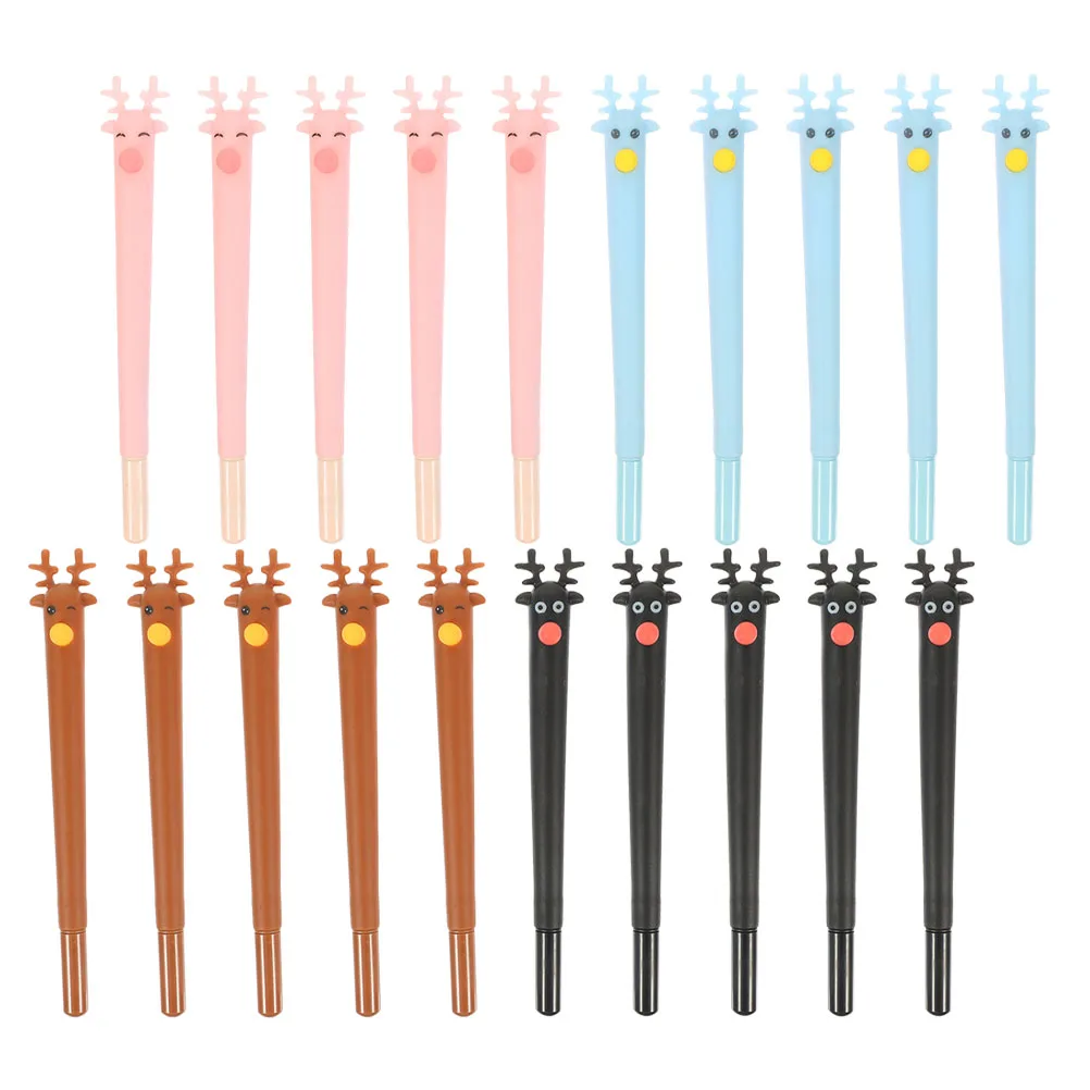 

20pcs Gel Neutral Pen Ergonomic Design Smooth Elk Shape For Students Office School Stationery Multipurpose Writing Tool Cute