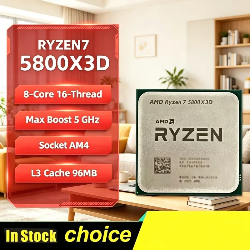 

Aureate Newly-Stocked AMD Standalone CPU Ryzen 7 5800X3D 5000 Series Vermeer Zen3 16-Core 3.4GHz 105W Socket AM4 Without Cooler