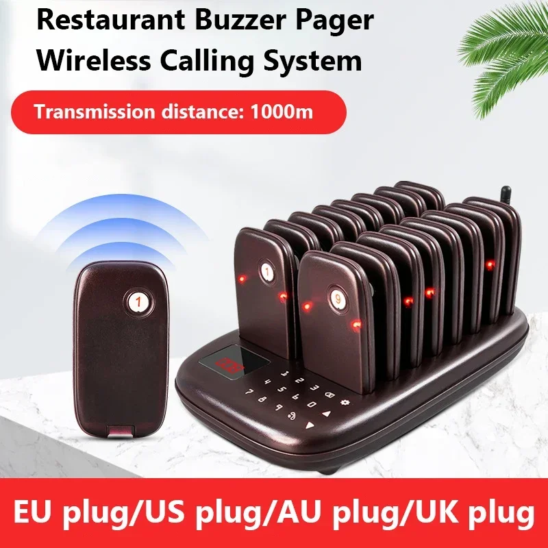 Wireless Guest Customer Service Calling System,Restaurant Pager System,Social Distancing Keeping 16 Pagers Buzzers