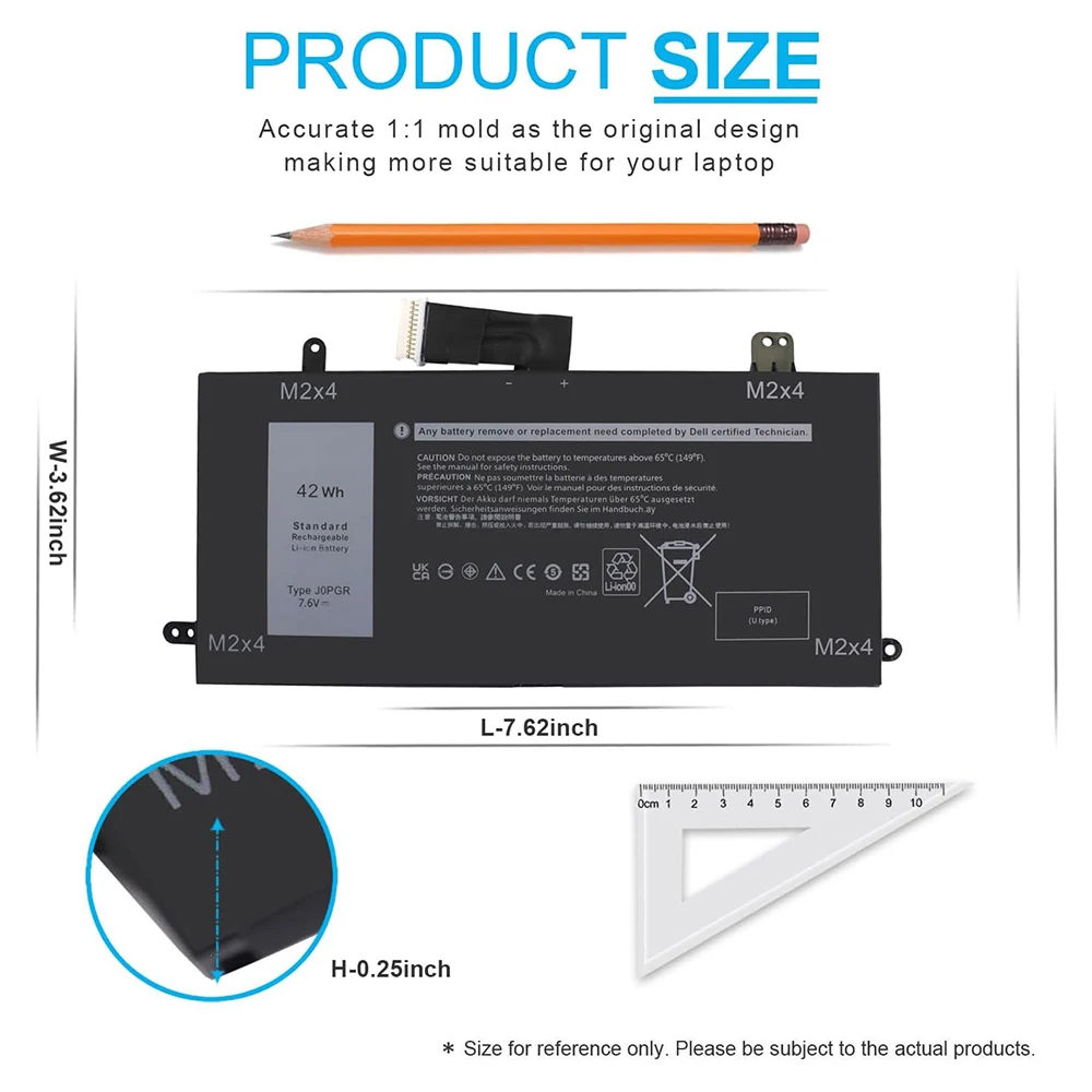 J0PGR JOPGR Laptop Battery for Dell Latitude 12 5290 5285 2-in-1 T17G T17G001 T17G002 0J0PGR FTH6F 0FTH6F 0RDYCT RDYCT 1WND8