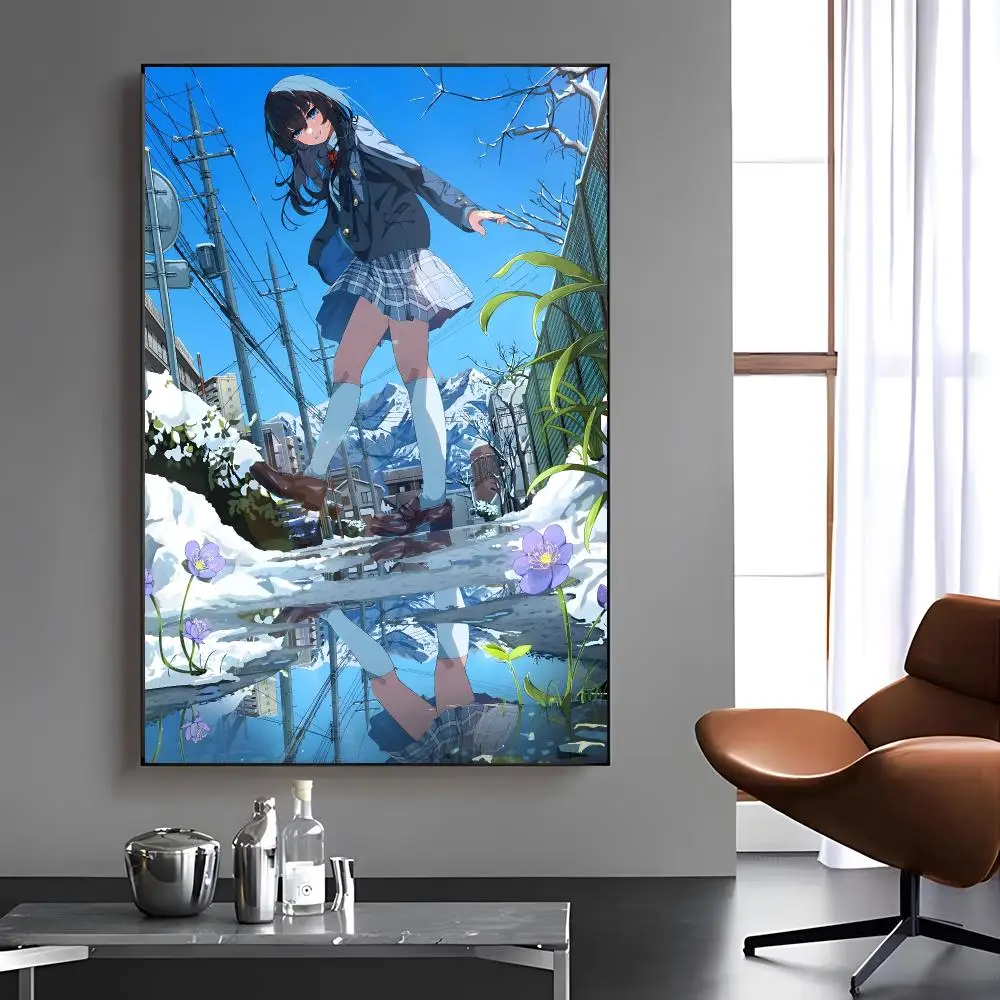 Japanese Style Girl Painting Calligraphy Canvas Painting Art For Bathroom, Living Room Home Wall Decor Picture