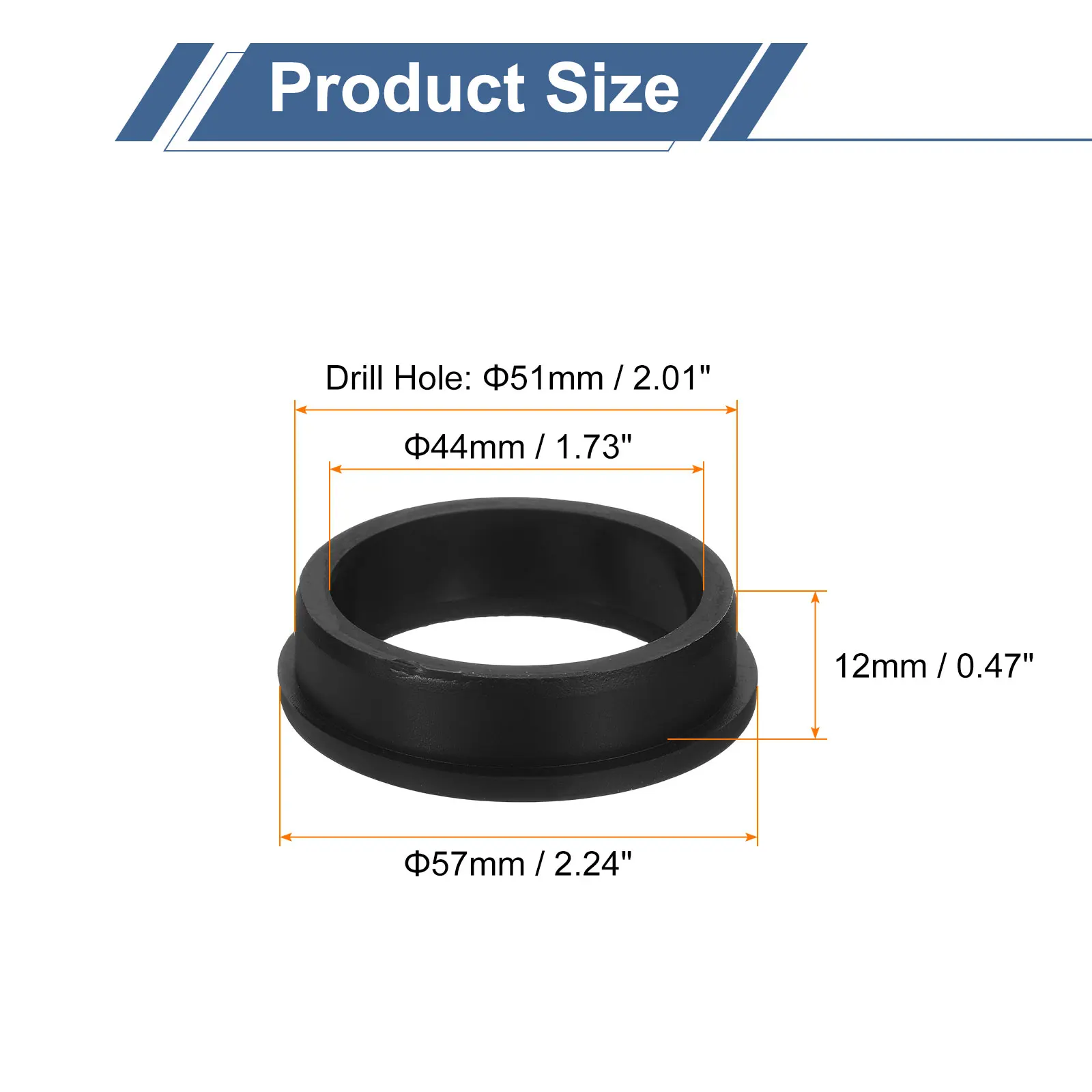 Uxcell 1pcs Rubber Grommets 44mm-114mm ID Top Hat Grommet Black Silicone Rubber Hole Plug Gasket for Wiring, Automotive