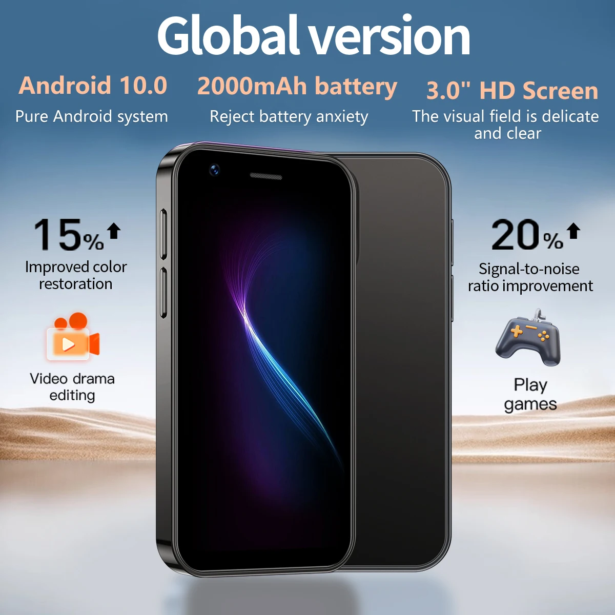 Smartphone SOYES XS16-3-inch 4G Android Mini Phone | Dual Card Unlock | 2+16GB/3+64GB Memory | Play Store | Portable