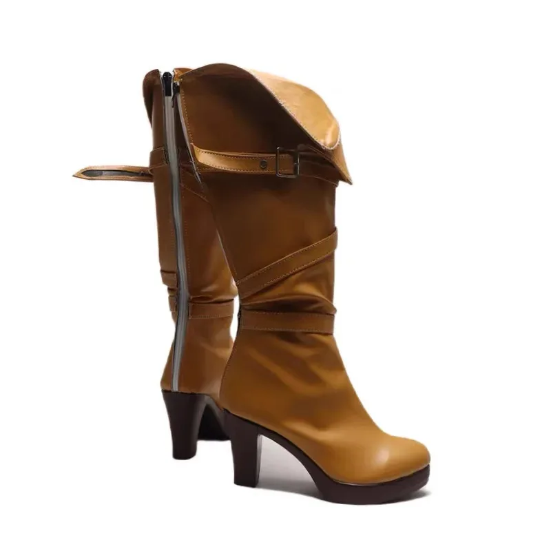 DY20 سيريلا فيونا إلين ريانون تأثيري سيري أحذية عالية الكعب المرأة البني الأحذية اكسسوارات هالوين حفلة لعب الأدوار Shoes25