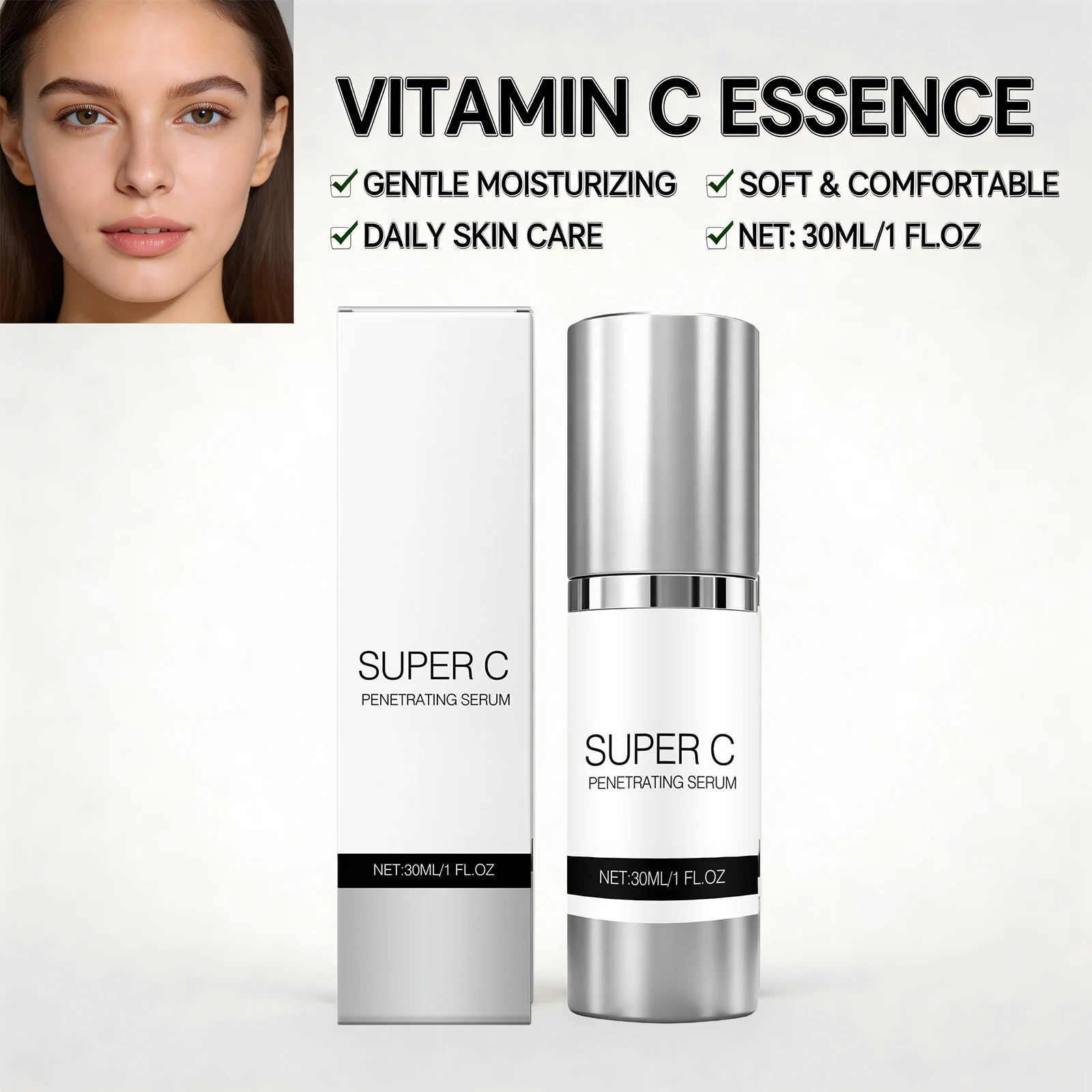 Sérum de Vitamina C para Iluminar o Tom da Pele, Melhorar a Opacidade, Firmar e Reduzir Linhas Finas, Produtos de Cuidado da Pele Clareadores e Nutrit