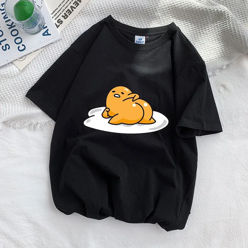 Gudetama Yellow Cartoon Anime Men T-shirt Summer Short Sleeve 100% Cotton Women T Shirts 2024 Fashion Couple Tee Tops Clothes