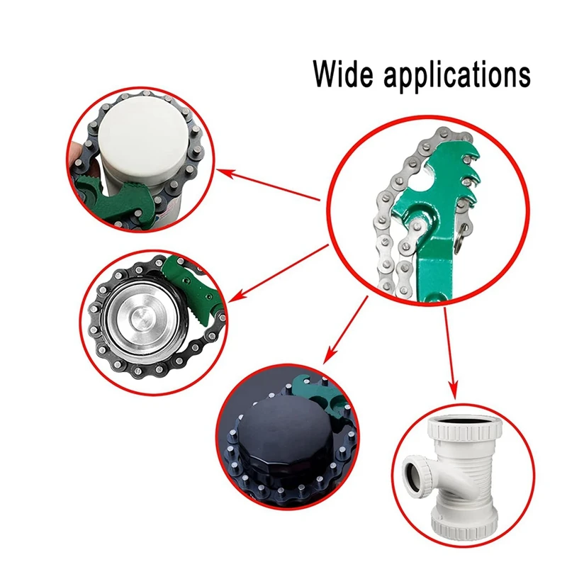 Llave de filtro de aceite de cadena de trinquete resistente, ajustable y resistente, llave de montaje de tubo estilo cadena Reversible de 16 pulgadas