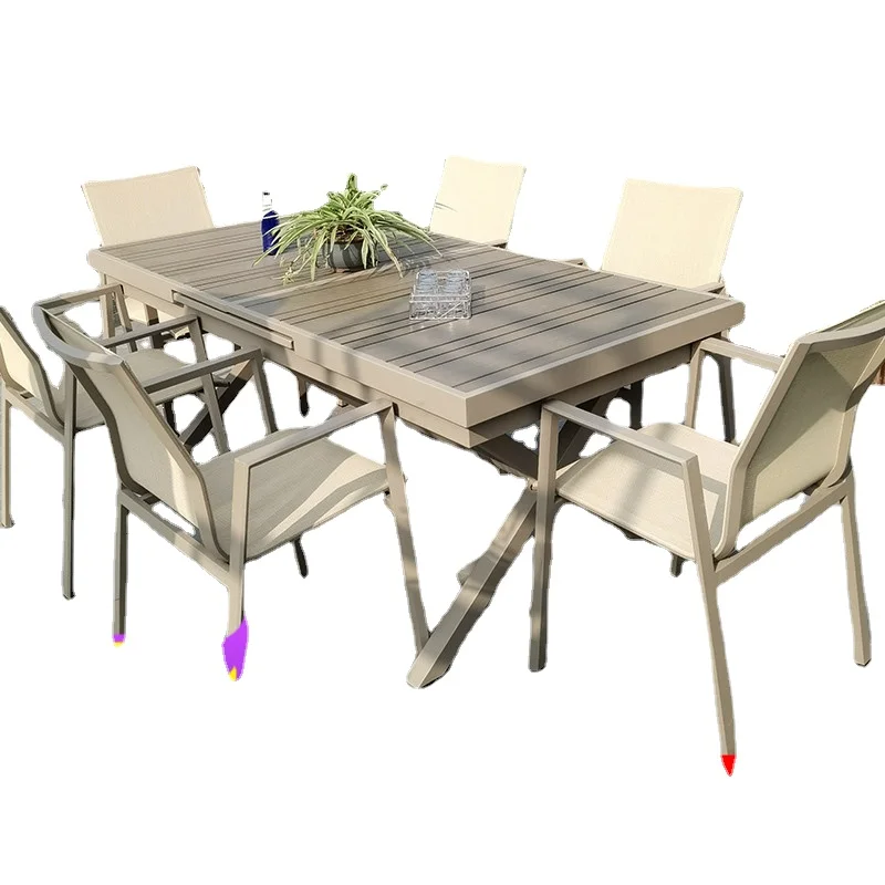 Xl Nordic Outdoor Desk-Chair Courtyard Outdoor Tea Table Outdoor Leisure Plastic Wood Retractable Aluminum Alloy