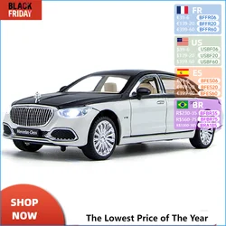 Hot 1:24 Scale Vehicle Benz Maybaches S680 V12 Metal Model Diecast Car With Light Sound Pull Back Toy Collection For Boy Gift