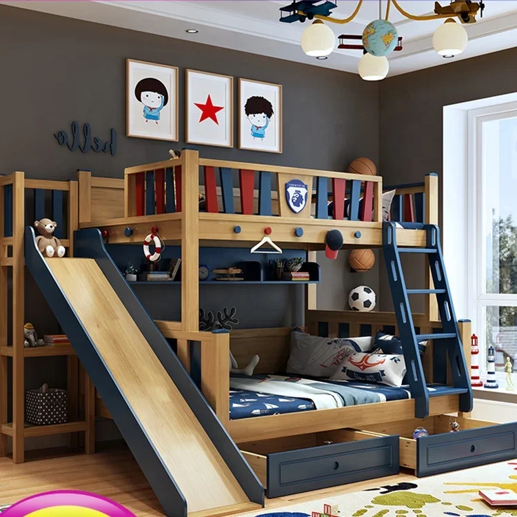 Children Bunk Bed With Slide Bedroom Furniture Bed Set