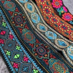 7 Meters 33MM Hot Sale Vintage Ethnic Embroidery Ribbon Boho Lace Trim DIY Clothes Bag Accessories Embroidered Fabric Custom