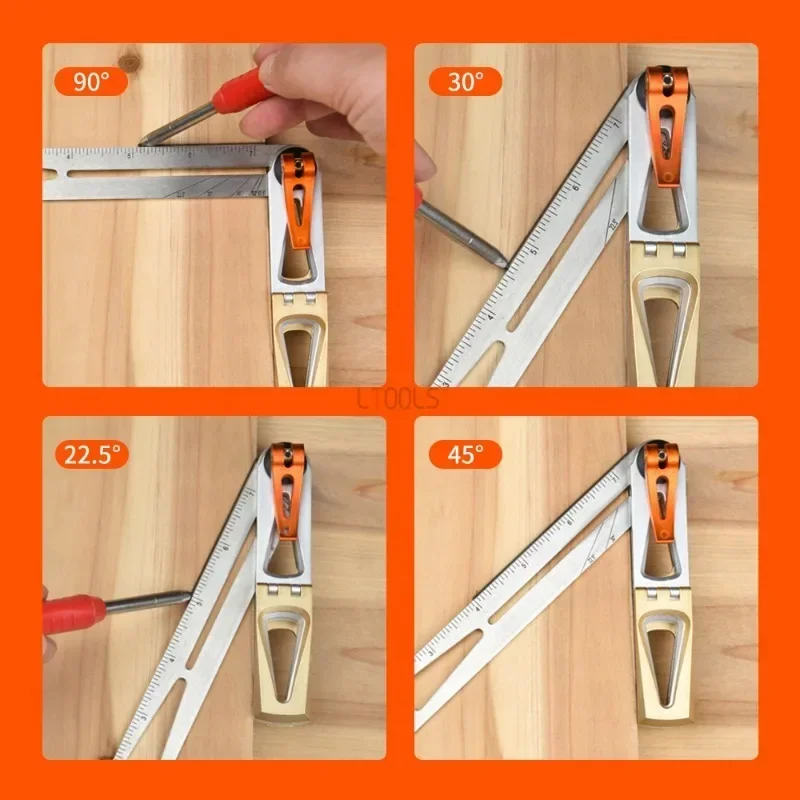 Imagem -02 - Movable Régua Ângulo com Dovetail Tenon Gauge Carpintaria Precisão Marcação Gauge Combinação Folding Ferramenta Scriber 90 Graus 45 Graus 8:1