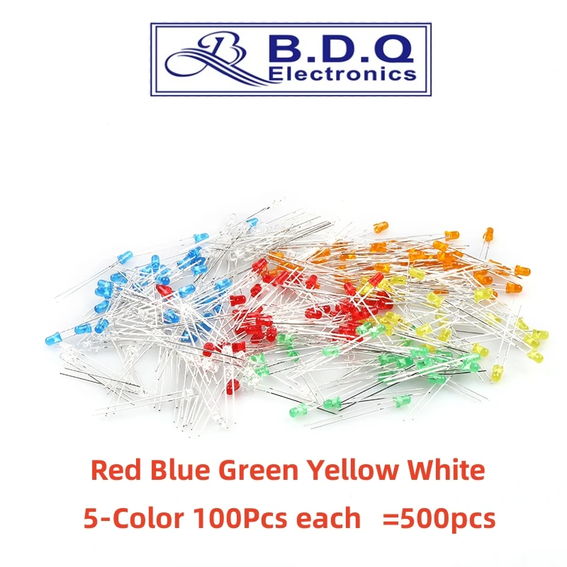 200pcs 3mm/F3 DIP LED Light Emitting Diode Kit Branco Quente Vermelho Azul Verde Laranja Amarelo Cor Rosa Lâmpada Lâmpada DIY Frete Grátis