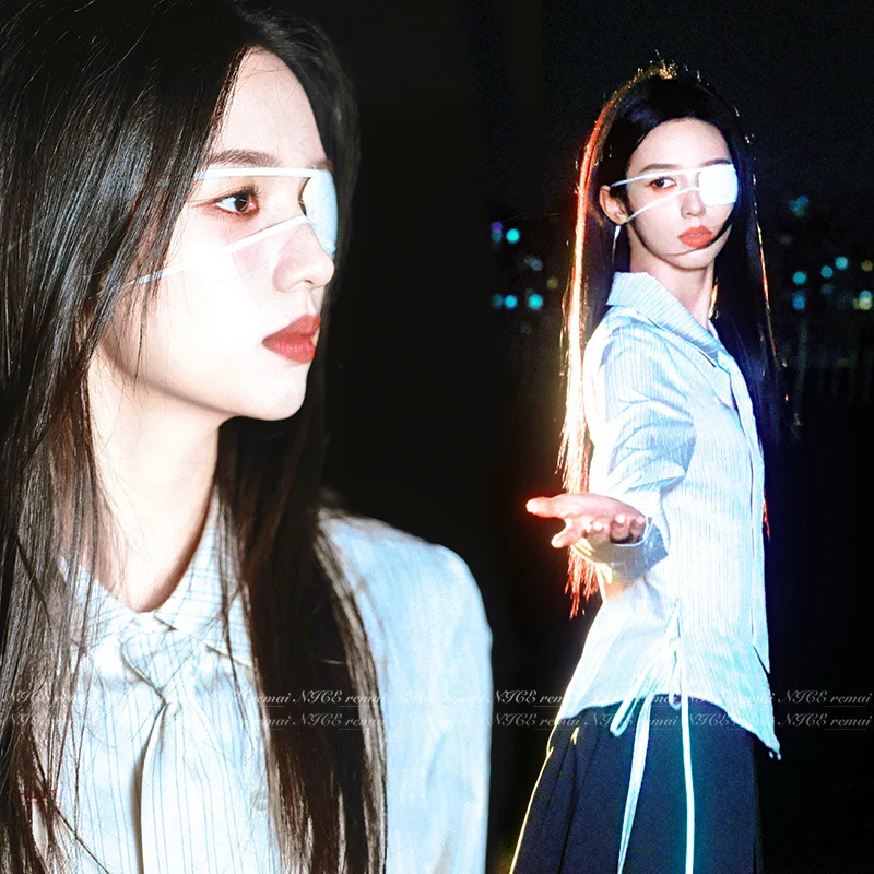 할로윈 파티 애니메이션 소품 역할극 부드러운 단안 백색 눈가리개 로리타 코스프레 의상 액세서리 조절 가능한 눈가리개