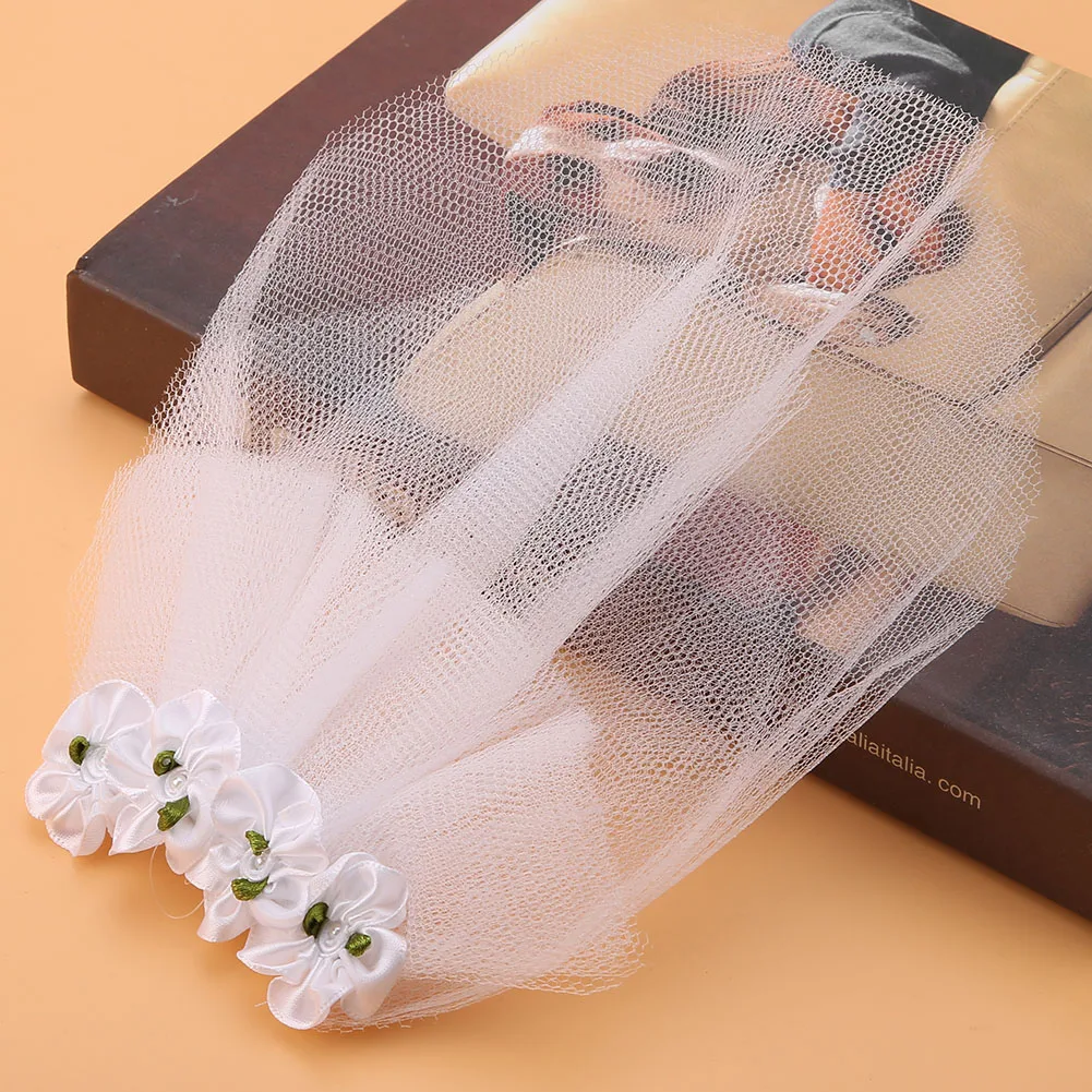 Pet Wedding Veil Dog Flower Headdress Veil Clip Pet Dog Accessory