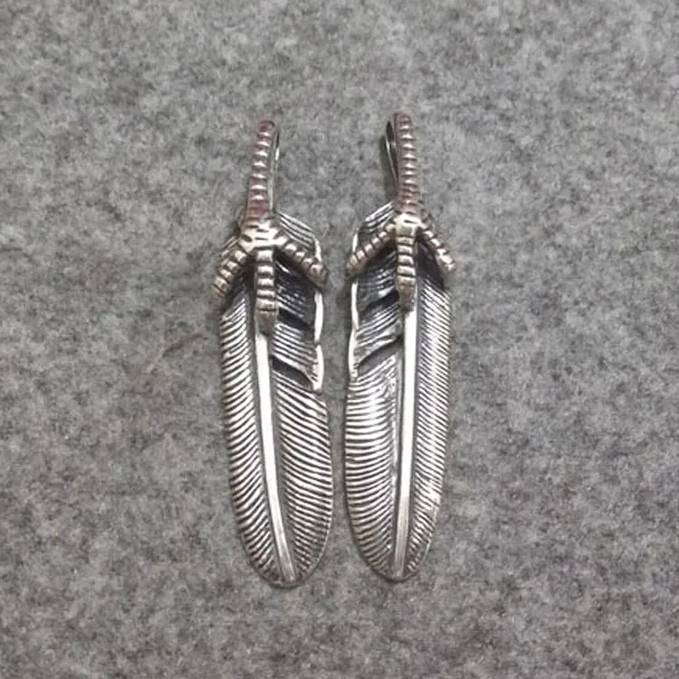 

925 Sterling Silver Eagle Claw Feather Pendant Necklace Vintage Thai Silver Pendant DIY Jewelry Sweater Chain