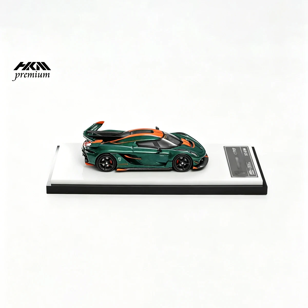 HKM Premium 1:64 Jesko Green Full Carbon With Orange Accent Strip Diecast Model Car In Stock